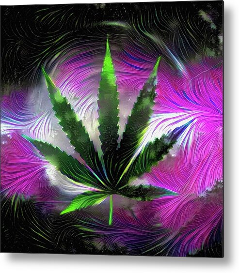 Abstract Metal Print featuring the digital art Marijuana Leaf by Bruce Rolff