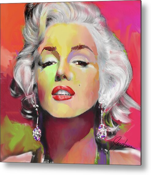 Marilyn Metal Print featuring the painting Marilyn Monroe 5 Red by Jackie Medow-Jacobson