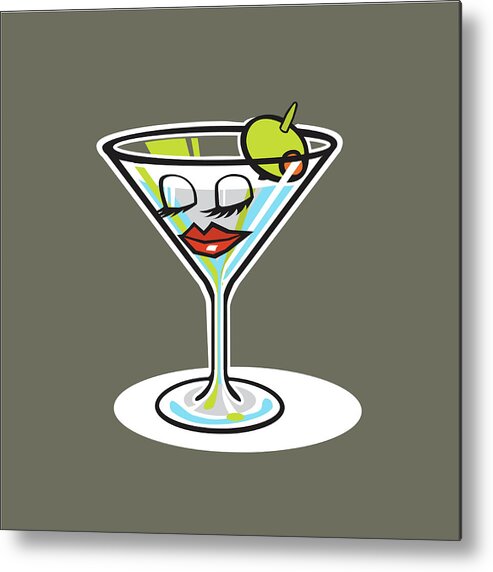 Alcohol Metal Poster featuring the drawing Martini Glass with Face by CSA Images