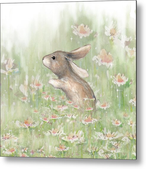 Bunny Metal Print featuring the mixed media Meadow Visitor II by Diannart