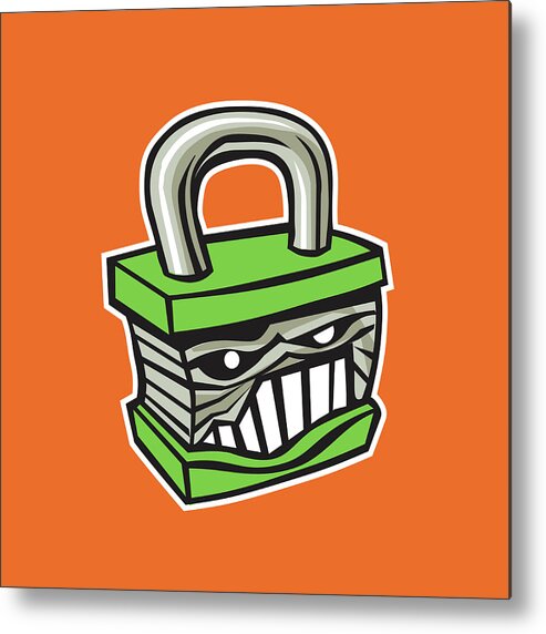 Banana Seat Metal Print featuring the drawing Mean Face on Padlock by CSA Images