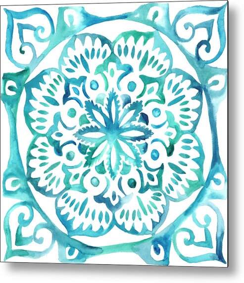 Decorative Metal Print featuring the painting Meditation Tiles IIi by Chariklia Zarris