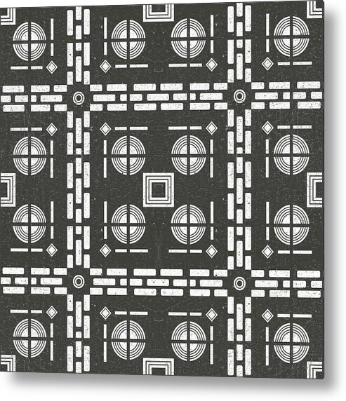 Mediterranean Pattern Metal Print featuring the mixed media Mediterranean Pattern 10 - Tile Pattern Designs - Geometric - Grey - Ceramic Tile - Surface Pattern by Studio Grafiikka