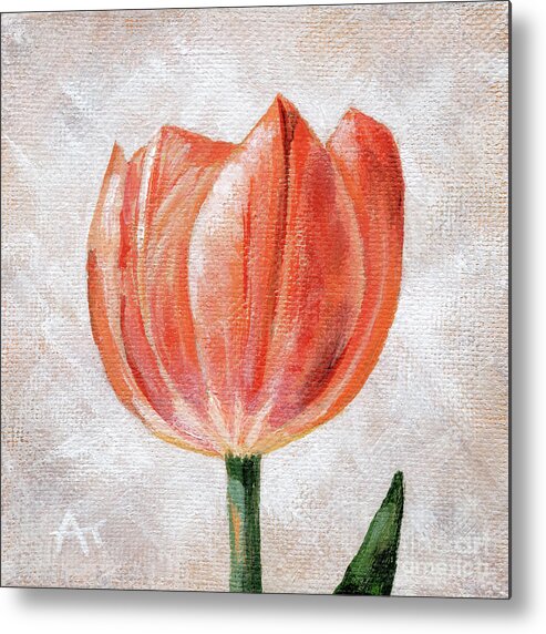 Melon Metal Print featuring the painting Melon Delight Tulip Painting by Annie Troe