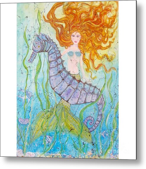Mermaid Metal Print featuring the painting Mermaid Fantasy by Midge Pippel
