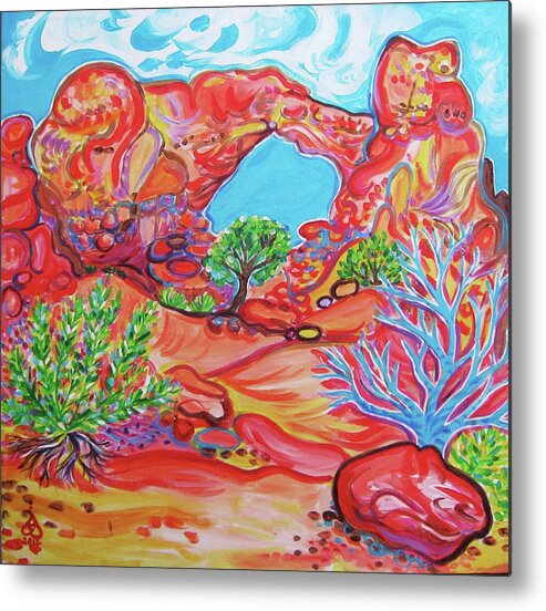 Rachel Houseman Metal Print featuring the painting Moab Arch by Rachel Houseman