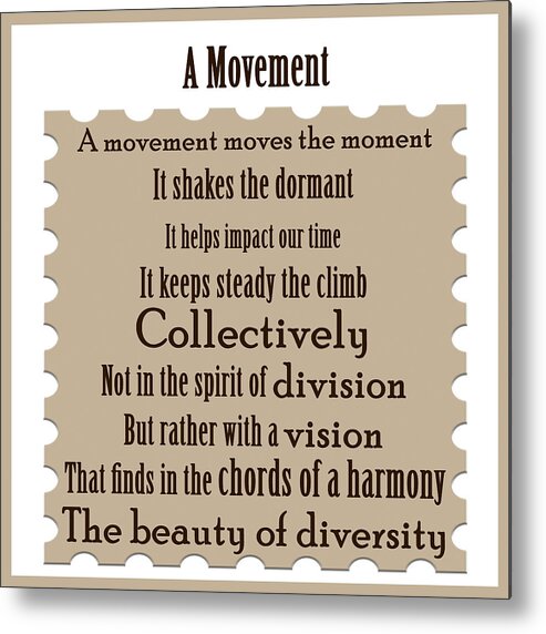 Movement Word Art Metal Print featuring the digital art Movement Word Art by Richard Homawoo