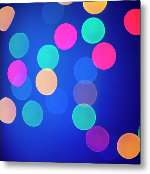 Celebration Metal Print featuring the photograph Multicolored Defocused Lights On A Blue by Gm Stock Films