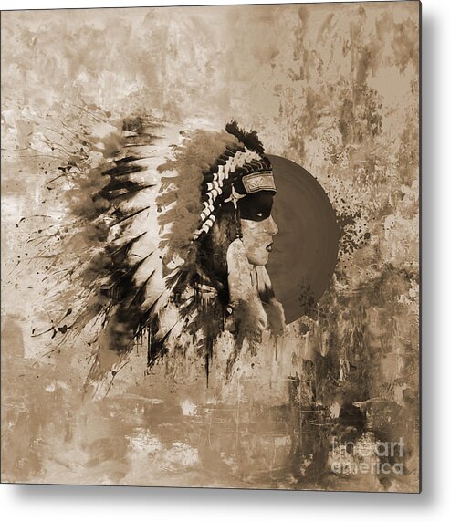 Native American Metal Print featuring the painting Native American Art uujq by Gull G