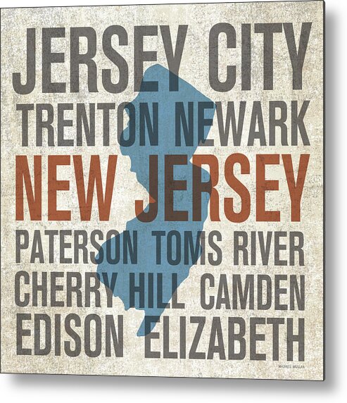America Metal Print featuring the drawing New Jersey by Michael Mullan