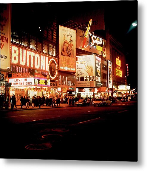Avenue Metal Print featuring the photograph New York By Night Around 1970 by Keystone-france