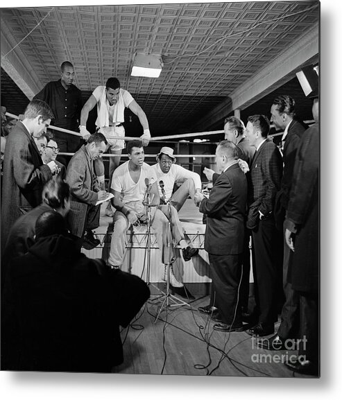 People Metal Print featuring the photograph Newsmen Interviewing Muhammad Ali by Bettmann