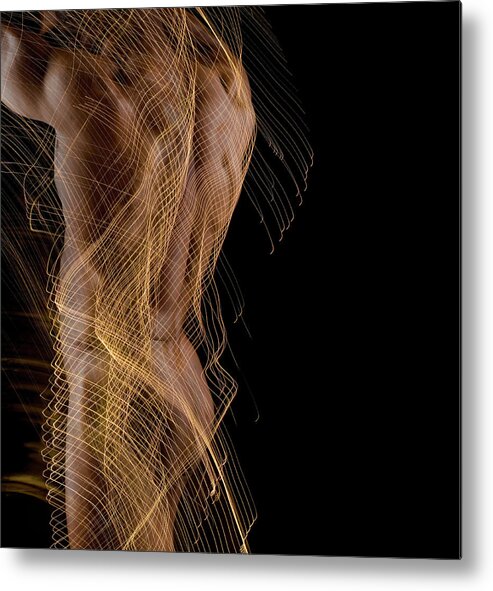 One Man Only Metal Print featuring the photograph Nude Male, Rear View Digital Composite by John Lund