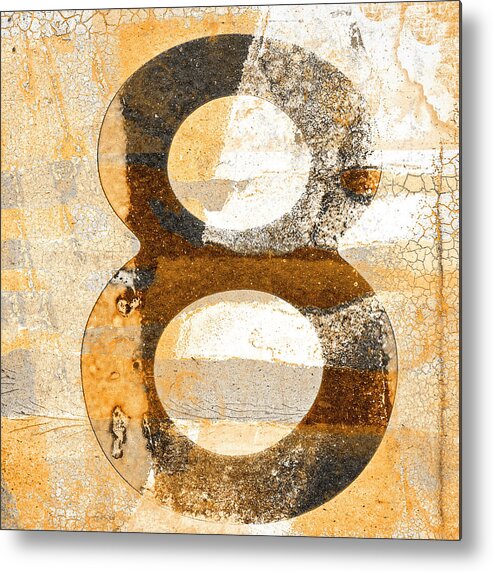 Eight Metal Print featuring the mixed media Number 8 in Sepia Brown Beige by Carol Leigh