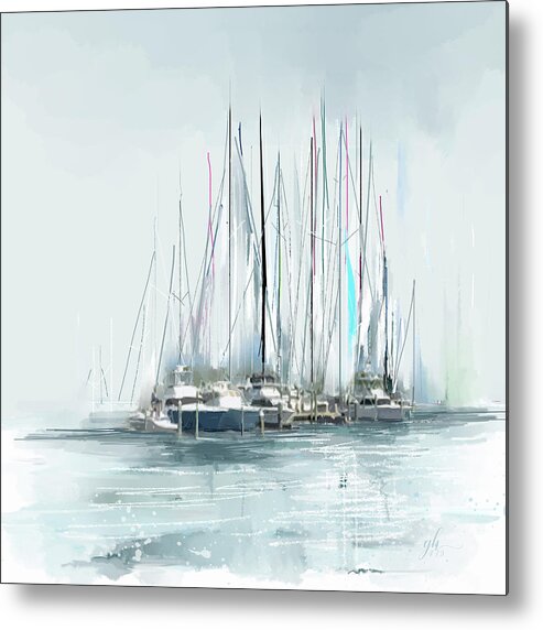 Abstract Metal Print featuring the digital art Oceana Idyll by Gina Harrison
