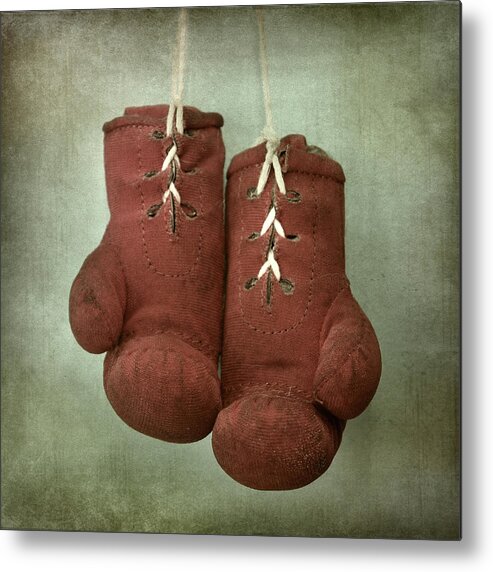 Hanging Metal Print featuring the photograph Old Boxing Guantes by Retales Botijero
