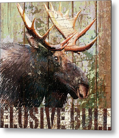 Moose Metal Print featuring the mixed media Open Season Moose by Art Licensing Studio