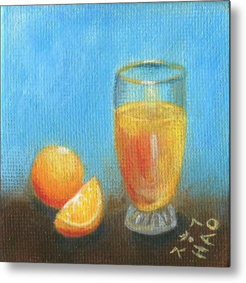 Orange Metal Print featuring the painting Oranges and Juice by Helian Cornwell