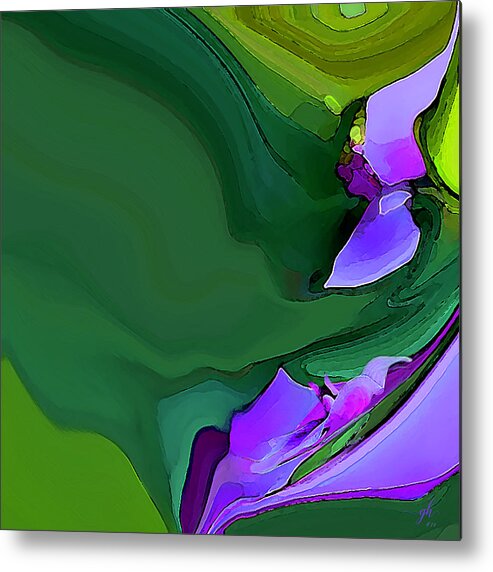Abstract Metal Print featuring the digital art Orchids and Emeralds by Gina Harrison