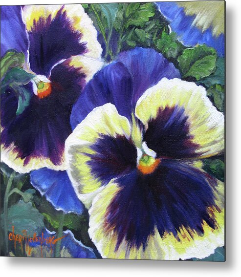 Pansy Painting Metal Print featuring the painting Pansies Painting I Canvas Original by Cheri Wollenberg 2019 by Cheri Wollenberg