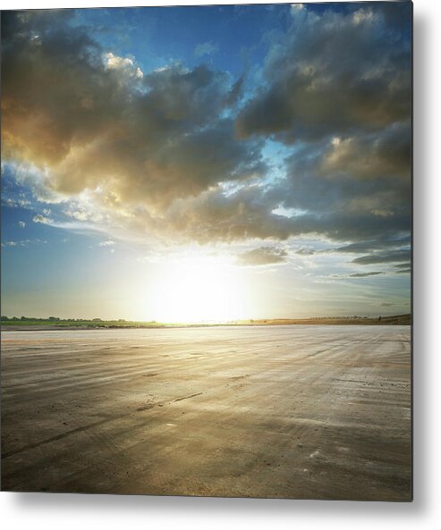 Parking Lot Metal Print featuring the photograph Parking Lot Construction At Sunset by Aaron Foster