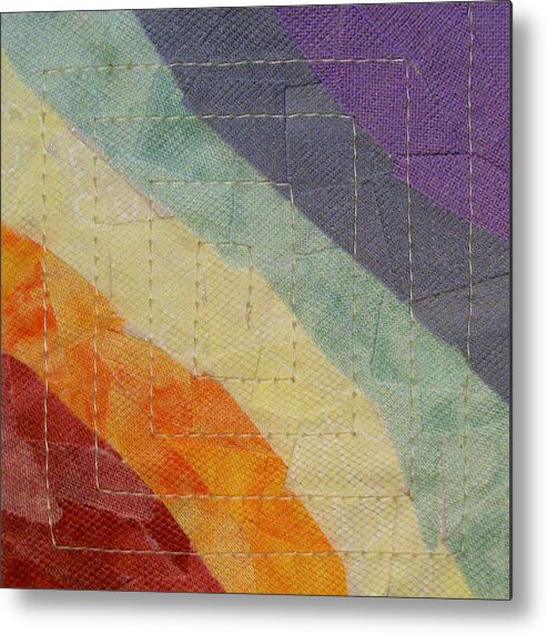 Fiber Art Metal Print featuring the tapestry - textile Pastel Color Study by Pam Geisel