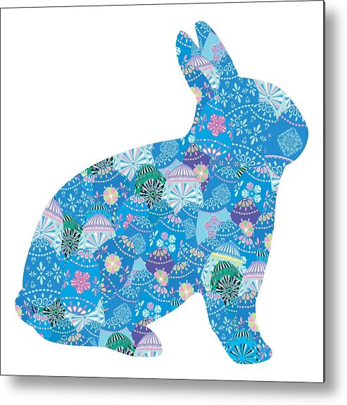 Whimsy Metal Print featuring the digital art Patchwork Bunny Rabbit by Marianne Campolongo