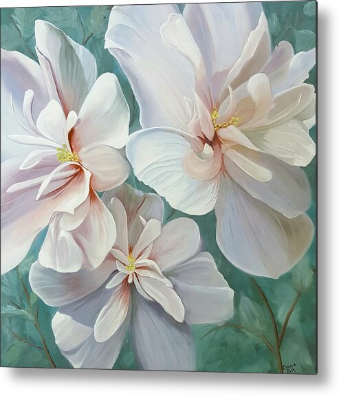 Rose Of Sharon Metal Print featuring the painting Pellucid pedal Rose of Sharon by Connie Rish