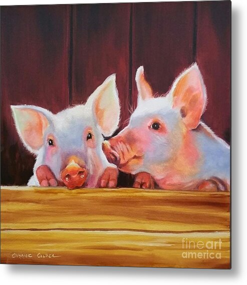 Pig Metal Print featuring the painting Pen Pals by Charice Cooper
