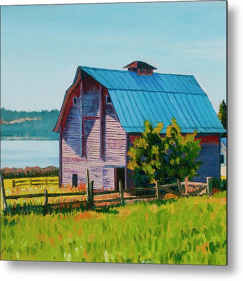 Barn Metal Print featuring the painting Penn Cove Barn by Stacey Neumiller