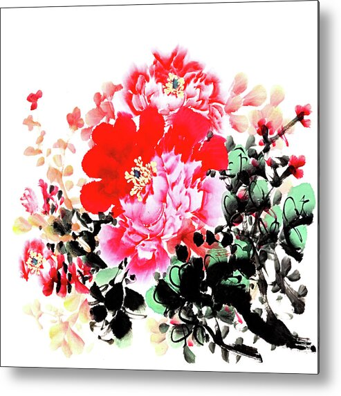 Chinese Culture Metal Print featuring the digital art Peony by Vii-photo