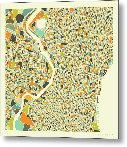 Philadelphia Map Metal Print featuring the digital art Philadelphia Map 1 by Jazzberry Blue