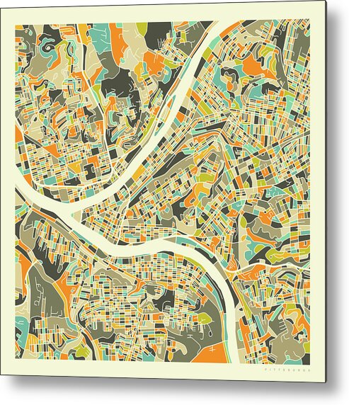 Pittsburgh Map Metal Print featuring the digital art Pittsburgh Map 1 by Jazzberry Blue