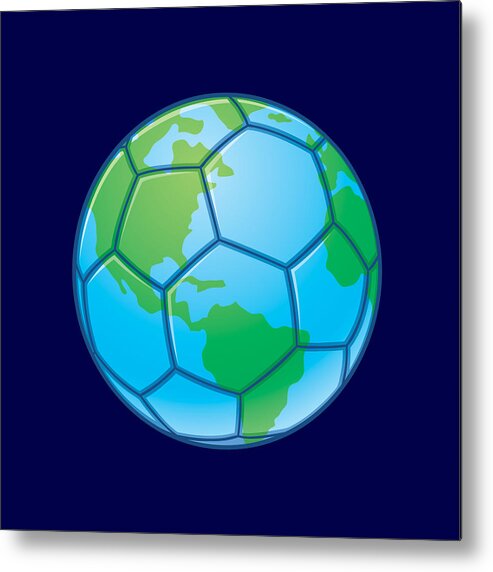 Vector Metal Print featuring the digital art Planet Earth World Cup Soccer Ball by John Schwegel