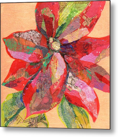 Poinsettia Metal Print featuring the painting Poinsettia III by Shadia Derbyshire