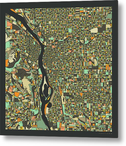 Portland Map Metal Print featuring the digital art Portland Map 2 by Jazzberry Blue