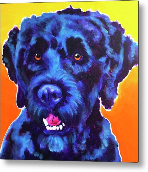 Portuguese Water Dog - Banks Metal Print featuring the painting Portuguese Water Dog - Banks by Dawgart