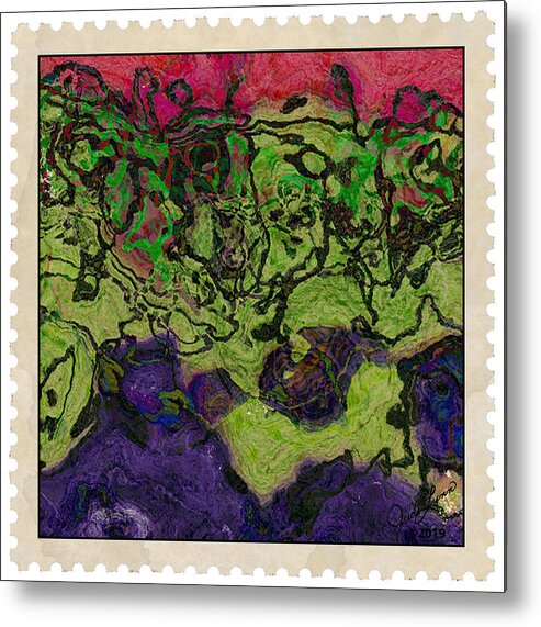 Oil Pastel Metal Print featuring the mixed media Postage 10 by Judi Lynn