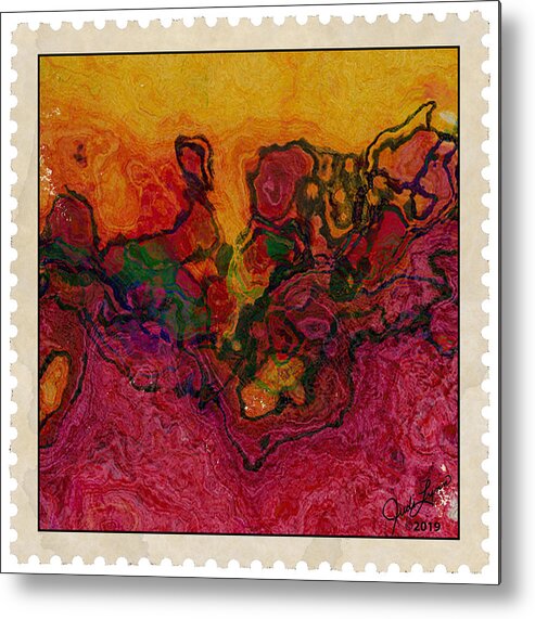Oil Pastel Metal Print featuring the mixed media Postage 5 by Judi Lynn