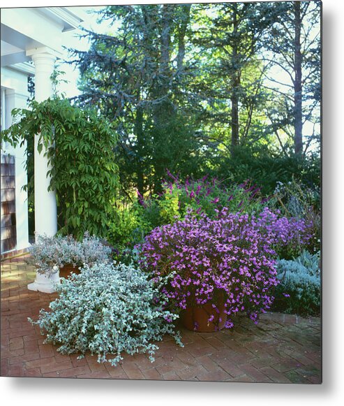 Architectural Column Metal Print featuring the photograph Potted Gardens by Richard Felber