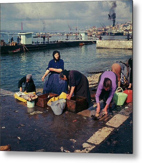 Horizontal Metal Print featuring the photograph Preparing Fish In Lisbon In 1967 by Keystone-france