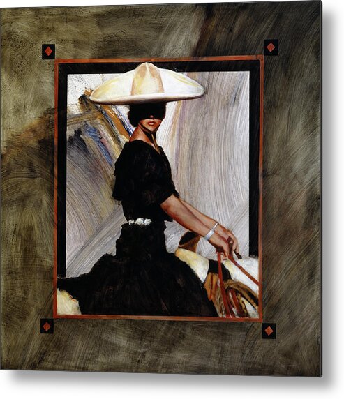 Mexican Woman On Horseback Metal Print featuring the painting Prominaire by J. E. Knauf