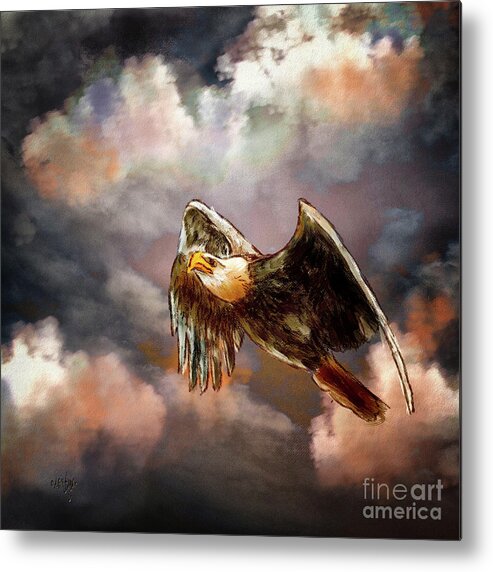 Eagle Metal Print featuring the digital art Proud and Resolute by Lois Bryan