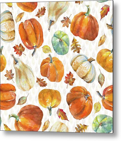 Pumpkin Metal Print featuring the painting Pumpkin Patch Pattern by Lanie Loreth