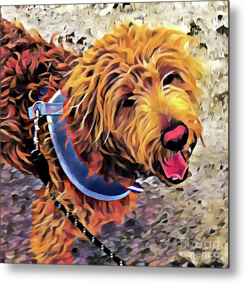 Puppy Metal Print featuring the digital art Puppy out for a walk by Xine Segalas