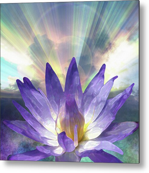 Abstract Metal Print featuring the digital art Purple Lotus by Bruce Rolff