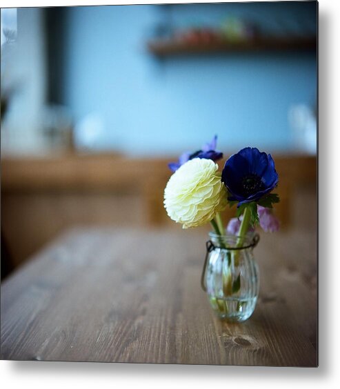 Vase Metal Print featuring the photograph Ranunculus And Anemones by Junghyun Photo