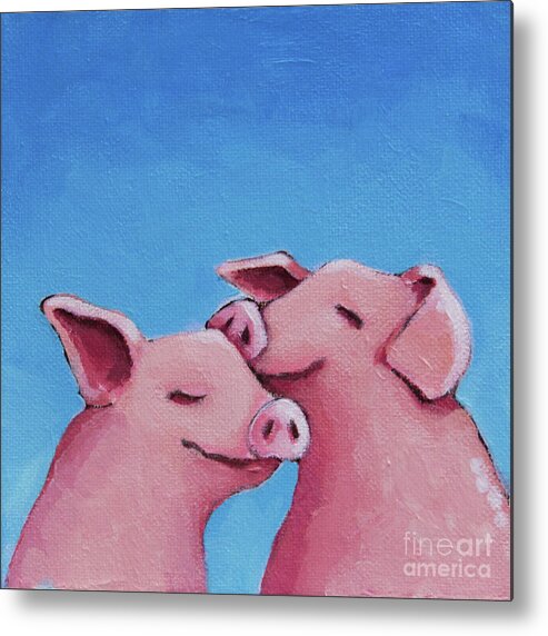 Pig Metal Print featuring the painting Real Friendships by Lucia Stewart