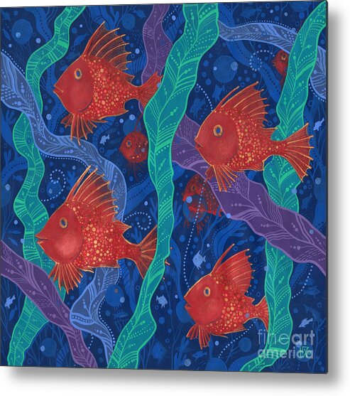 Underwater Metal Print featuring the painting Red Fish by Julia Khoroshikh