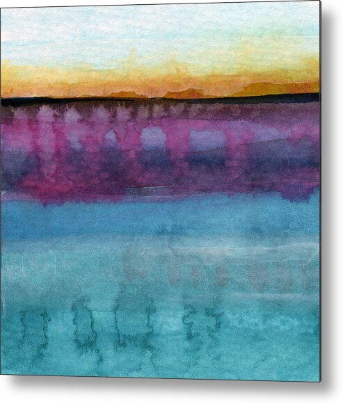 Abstract Landscape Painting Metal Print featuring the painting Reflection by Linda Woods